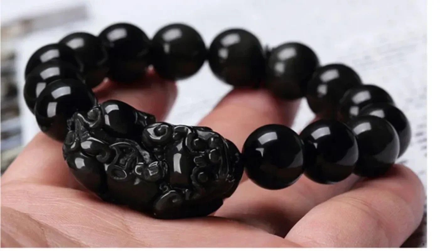 Natural Obsidian Bracelet Black Jades Stone Lucky Pixiu Bracelets Women Men Genuine Certified Jade Bangles Jewelry Accessories - Image 5