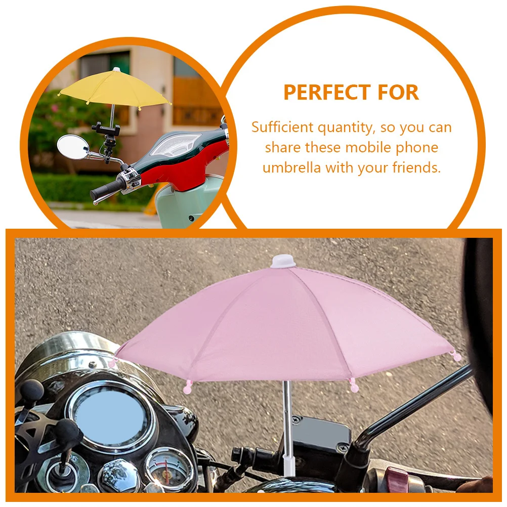 

2Pcs Small Phone Sunshade Portable Decorative Umbrella Lightweight Waterproof Mini Mobile Phone Protector Outdoor Riding Cycling
