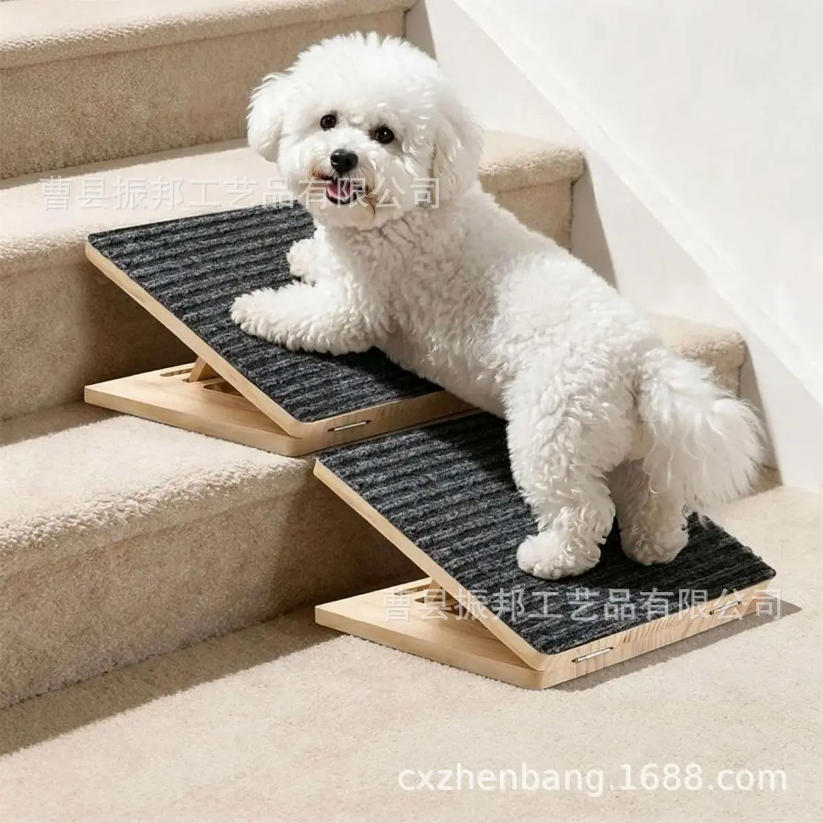 Foldable Solid Wood Pet Stair Ramp Small Dogs Adjustable Indoor Climbing Steps Sofa Bed Furniture Access