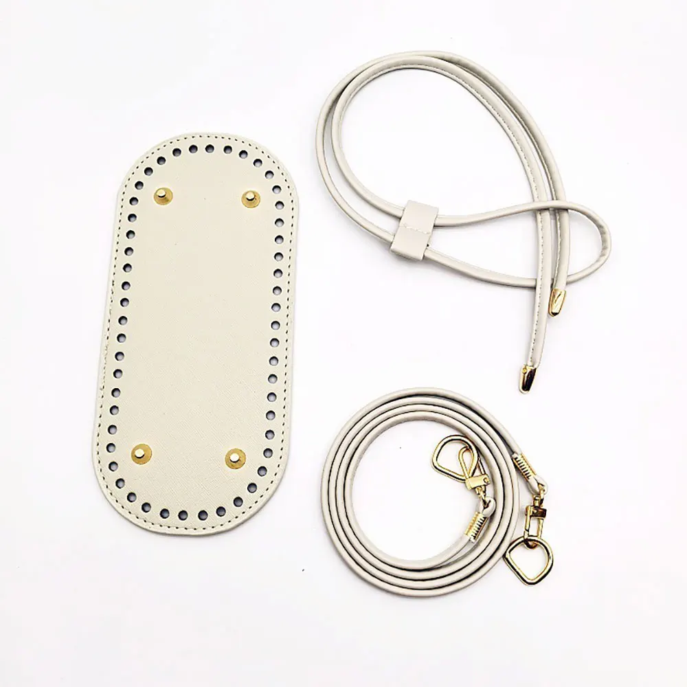 طقم صنع المحفظة مكون من 3 قطع مع قاعدة حقيبة دلو من جلد البولي يوريثان وحزام كتف وإكسسوارات حقيبة يد كروشيه #6