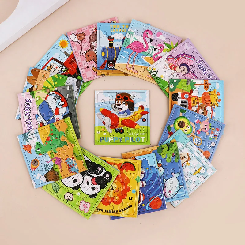 15/30 Stücke Mini Cartoon Tier Papier Puzzles Lernspielzeug Kinder Geburtstag Party Favors Geschenk Schule Belohnungen Pinata Füllstoffe – Detail 4