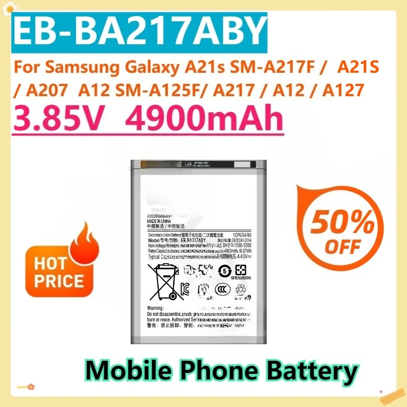 For Samsung Galaxy A21s SM-A217F /  A21S / A207  A12 SM-A125F/ A217 / A12 / A127 /M02/A0 2 4900mAh EB-BA217ABY Phone Battery
