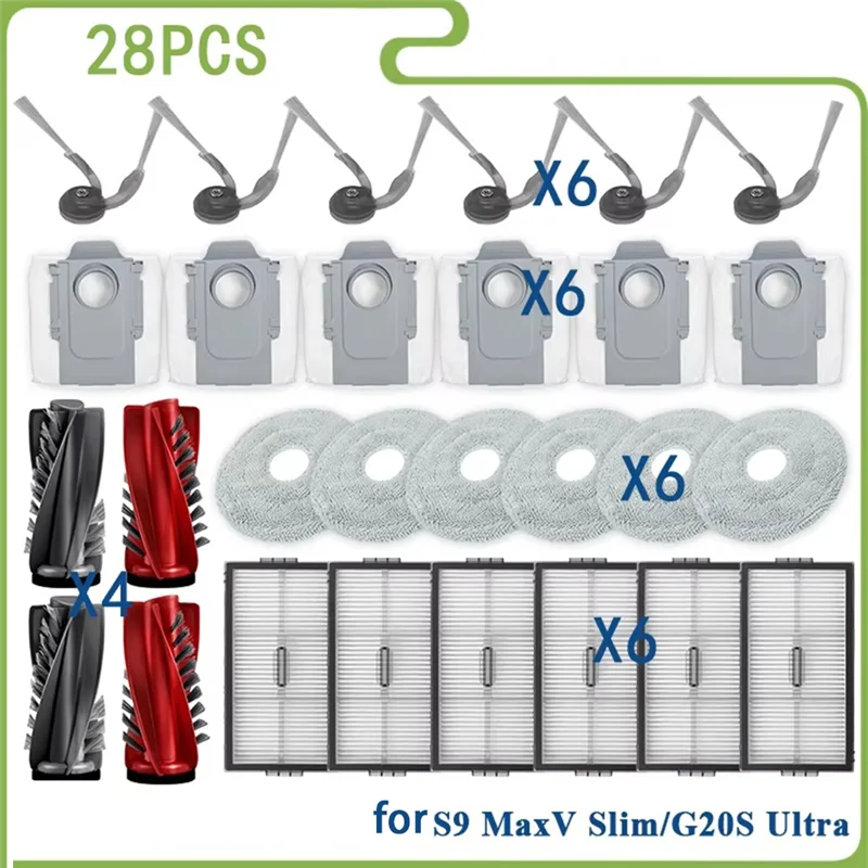 A21F-Fit For Roborock S9 Maxv Slim / G20S Ultra Vacuum Parts Main Roller Side Brush Filter Mop Cloth Dust Bag