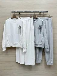 Women's Pants Suit Cotton Pullover Sweatshirt +High waist  Casual Sweatpants 2 Piece Set Woman Clothing Autumn B*C