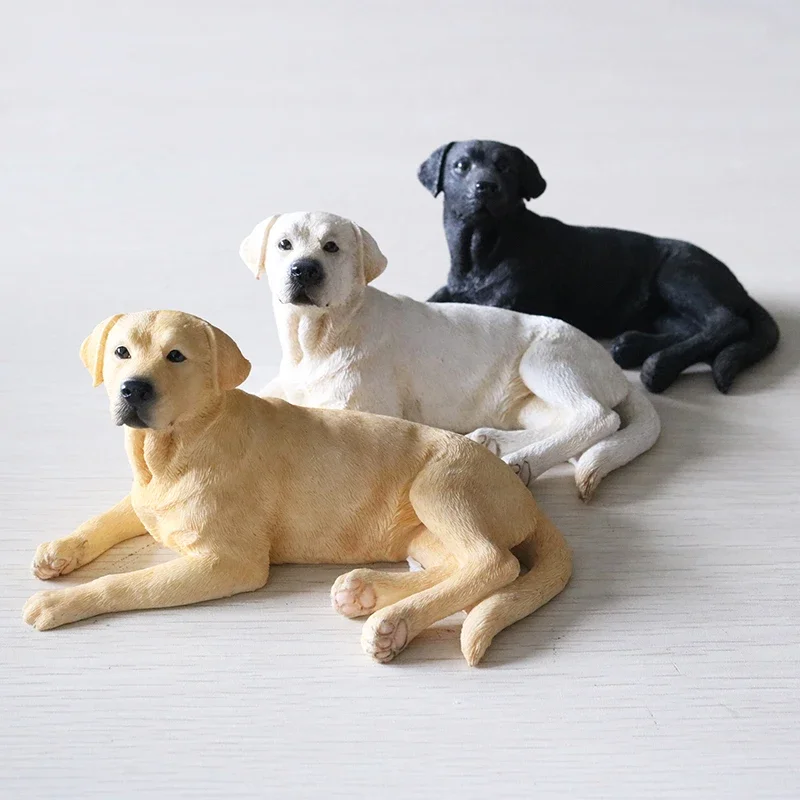 Labrador Dog Simulated Animal Model Collection Vehicle Handicrafts Figurines Miniatures Gifts Home Decoration Craft Accessories