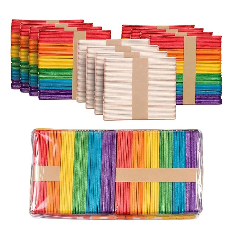 ABVG-Wooden- Craft Sticks In 600 Pieces 7 Colors, Bulk For DIY Art Handmade Projects For School Wood