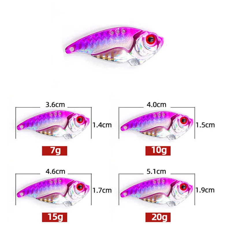 7/10/15/20g 3D EyesMetal Vib Blade Lure Sinking Vibration Baits Artificial Vibe for Bass Pike Perch Fishing Lures 12 Colors