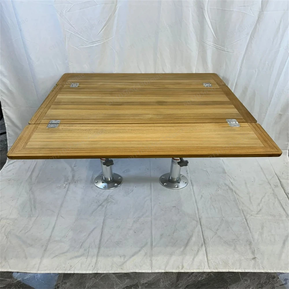 Folding Wing Rectangular Table, Teak Top, Marine & RV Furniture 18.9/37.8×35 Inch