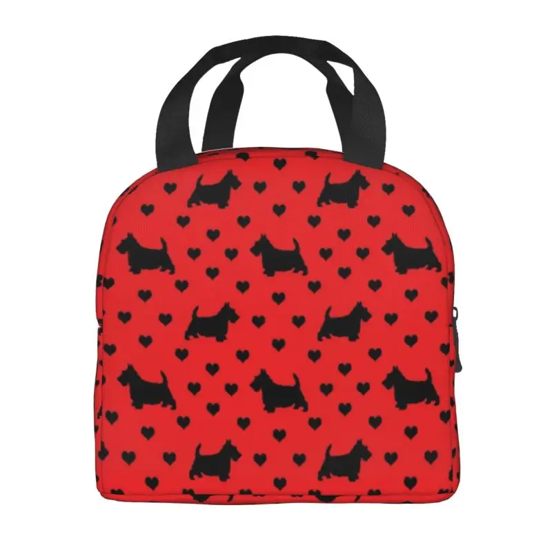 Black Scottish West Highland Terrier Insulated Lunch Bag for Picnic Scottie Dog Westie Resuable Cooler Thermal Bento Box Kids