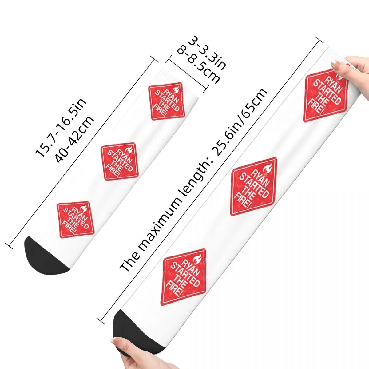 Happy Funny Men's Socks Ryan Started The Fire Retro Harajuku The Office TV Hip Hop Casual Crew Crazy Sock Gift Pattern Printed