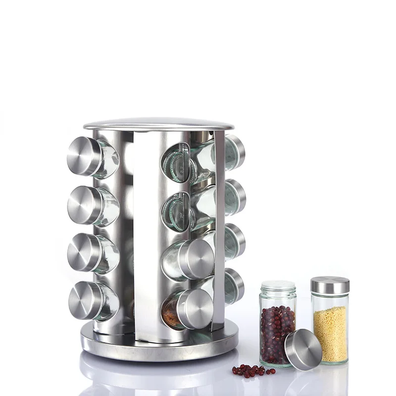 

Kitchen items rotating seasoning rack Household rotating seasoning jar Stainless iron spice storage spice box set