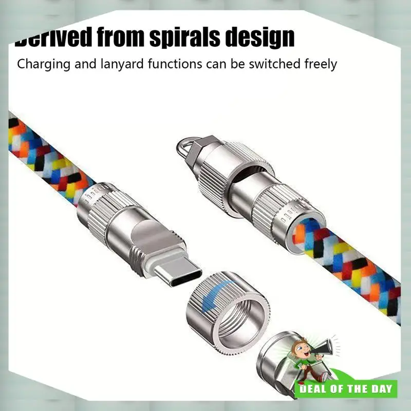 تسليم 24 ساعة لون مضفر حزام 1.2 متر الهاتف الحبل Crossbody اثنين في واحد كابل شحن مكافحة خسر الشحن الراقية