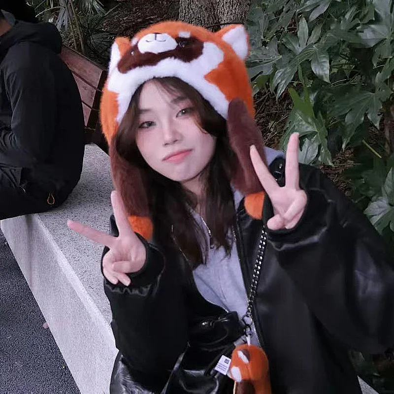 Super Lovely Red Panda Cosplay Hat Raccon Winter Warm Fluffy Cute Kawaii Accessory Christmas Thanksgiving New Year Gift Present