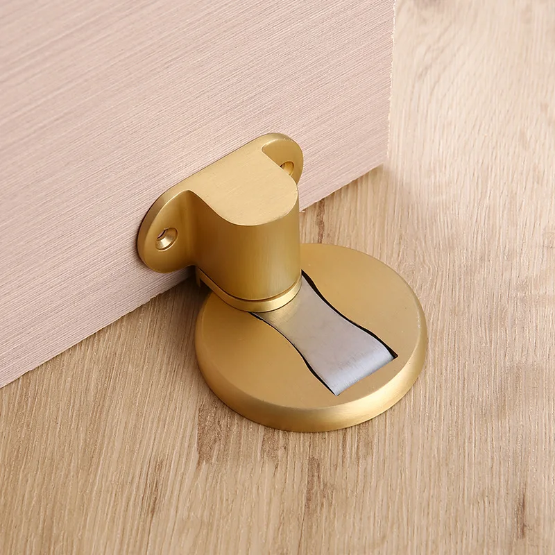 Geborsteld messing veiligheid magnetische deurstopper muurbeschermer vloermontage onzichtbare deurstop