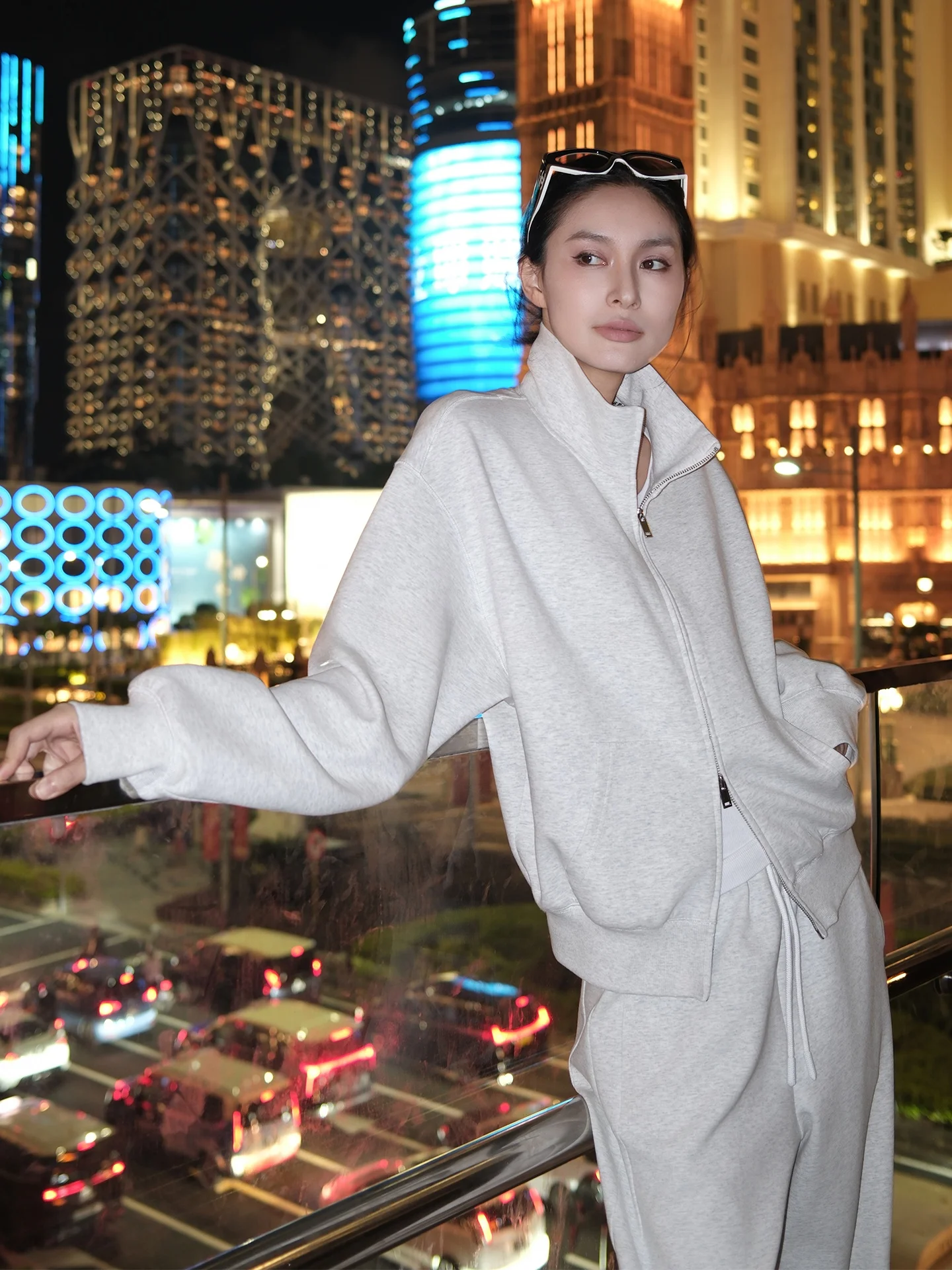 

Jieji Zhang Spring Design Double Zipper Open Cardigan Sweatirt Casual White Versatile Set Women's Faion Ensemble