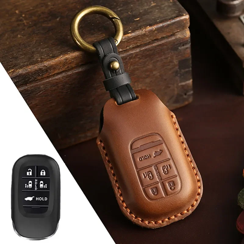 

1pc Leather Car Key Cover Case Keyless Protective Holder For Honda STEPWGN Odyssey Freed Elysion 2023 2024 Key Chain Accessories