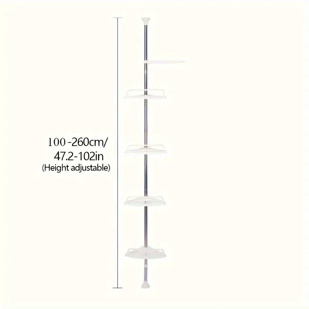4-Tier Expandable And Adjustable Corner Bathroom Shelf Organizer with Swivel Towel Bar – No Drill  Space-Saving Storage Unit