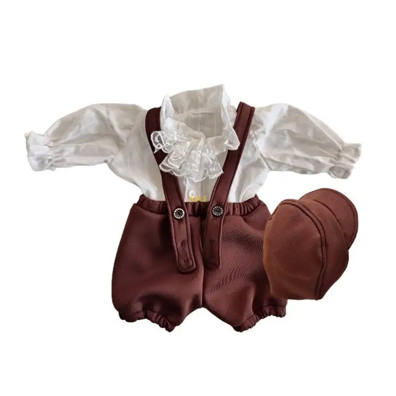 Elastic Fabric Baby Romper Photo Props Newborn Infant Vintage Shirt Shorts Hat