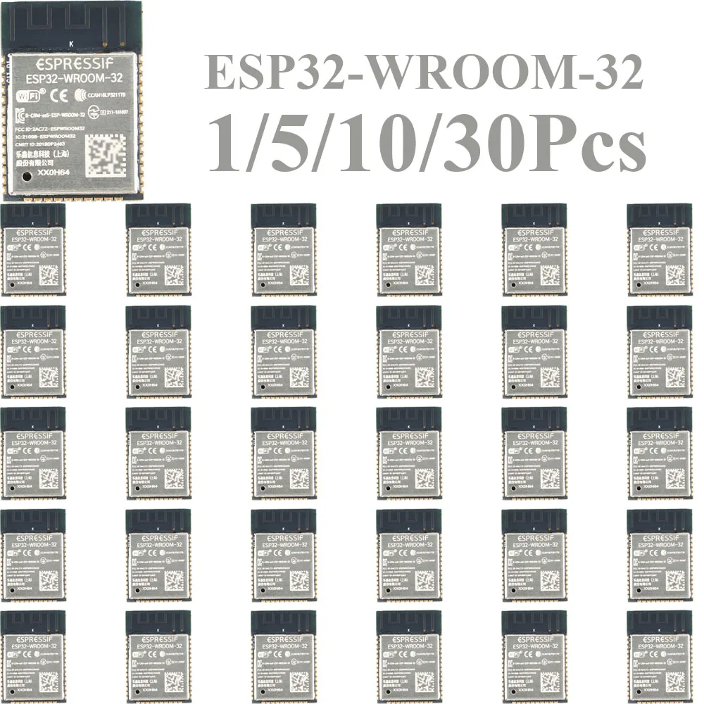 1~30Pcs Genuine Original ESP32-WROOM-32-N4 Dual-Core WiFi  Bluetooth MCU Module Wireless IoT Communication Transceiver Module
