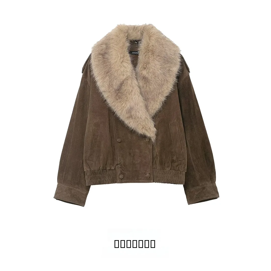 

KASLEAD Новое женское пальто-манто с эффектом искусственного меха и бархатной текстурой, длинное пальто из полиэфирного волокна с двойной пуговицей, зимняя мода