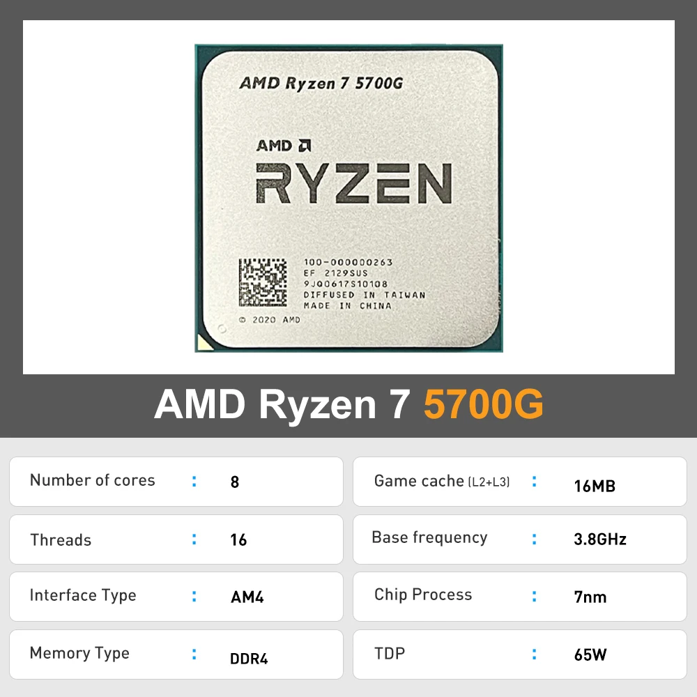 جديد AMD Ryzen 7 5700G R7 5700G CPU placa de video سطح المكتب رقائق متكاملة GPU لعبة مكتب وحدة المعالجة المركزية المقبس AM4 معالج Processor
