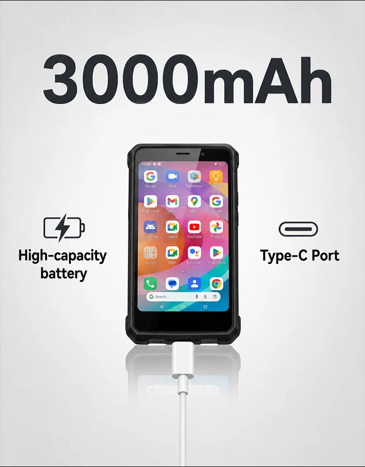 YACDELO ROCK V1 Mini Smartphone Compact Size 4.96' Display 3GB 32GB Removable 3000mAh Battery Android 16 GO Light Weight Phone