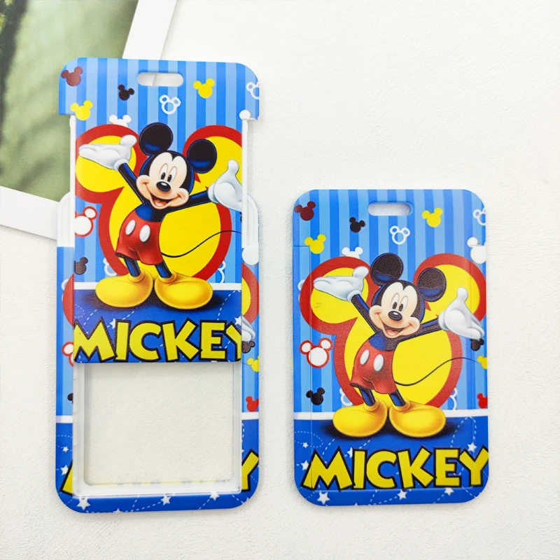 น่ารัก Disney Mickey Mouse ID Badge ผู้ถือบัตร Lanyard หญิงประตูกรณีสายคล้องคอผู้ถือบัตรเครดิตข้อมูลประจําตัวอุปกรณ์เสริม