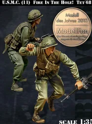 1/35 Scale Resin Figure Model Kit Historical Military Us Soldier Combat 2 People Hobby Miniature Toy Unassembled & Unpainted