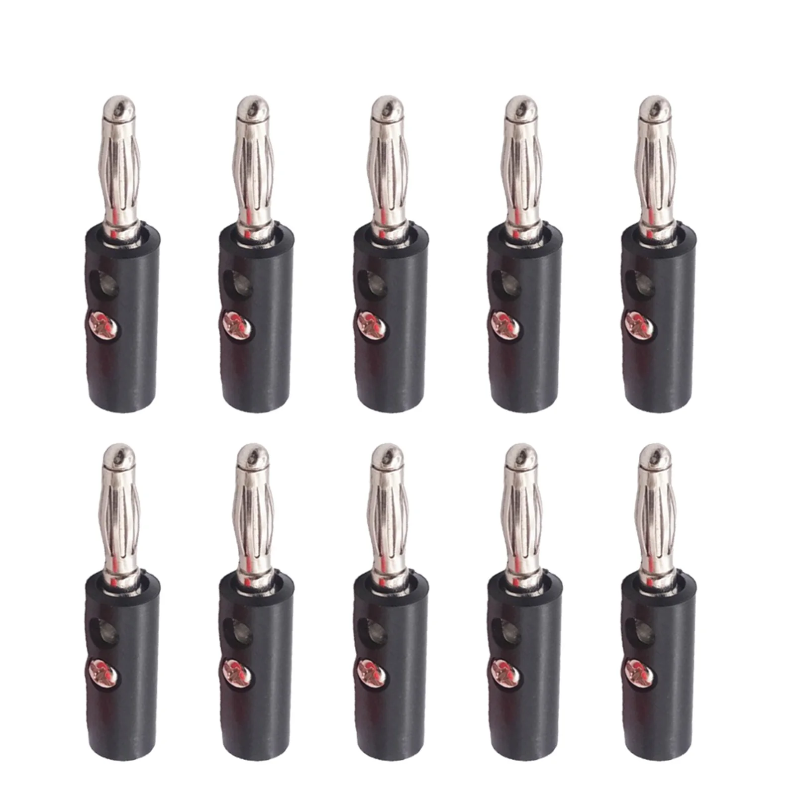 10pcs Banana Plug- Pin Audio Speaker Electrical Connector Nickel Plating 4mm Banana Test  Audio Speaker Screw Banana