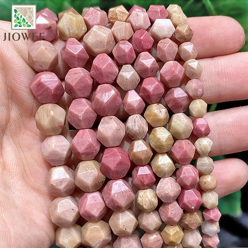 6 8 10MM Natural Faceted Pink Rhodonite Stone Loose Spacers Beads DIY Bracelet Accessories for Fashion Jewelry Making 14