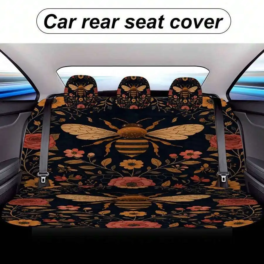 

Bee Floral Art Car Rear Seat Cover For Most Vehicles Stylish Full Coverage Protector