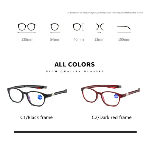 Imagen 2 del producto Gafas de lectura magnéticas con gafas de lectura colgantes para el cuello con imán para hombres y mujeres lector de marcos redondos 1,0 2,0
