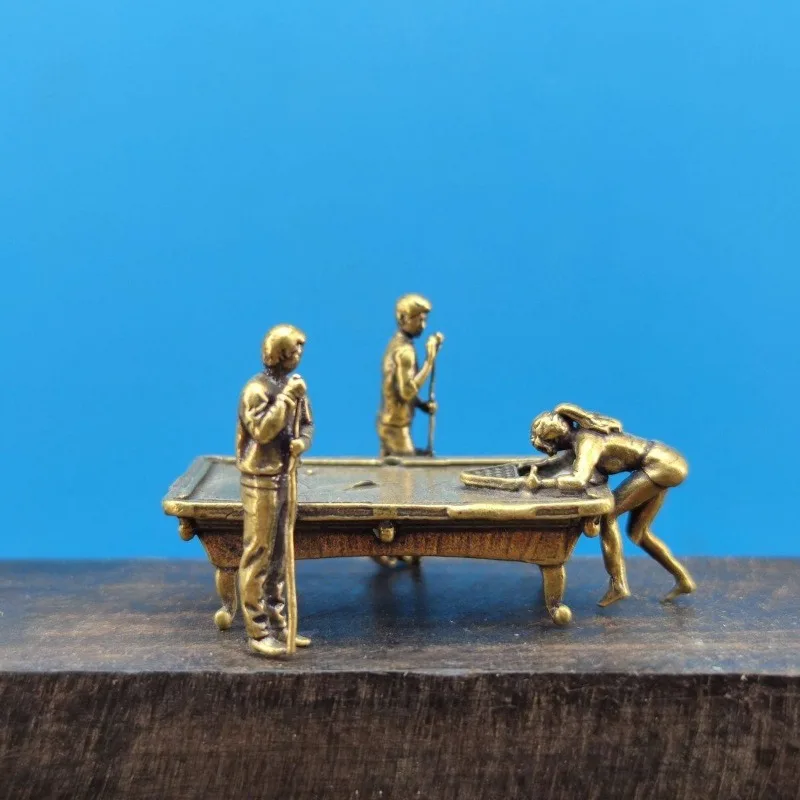 Brass Scene Decoration Item Miniature Landscape Billiard Table Room Girls and Boys Action Figures Miniature Ornament Accessories