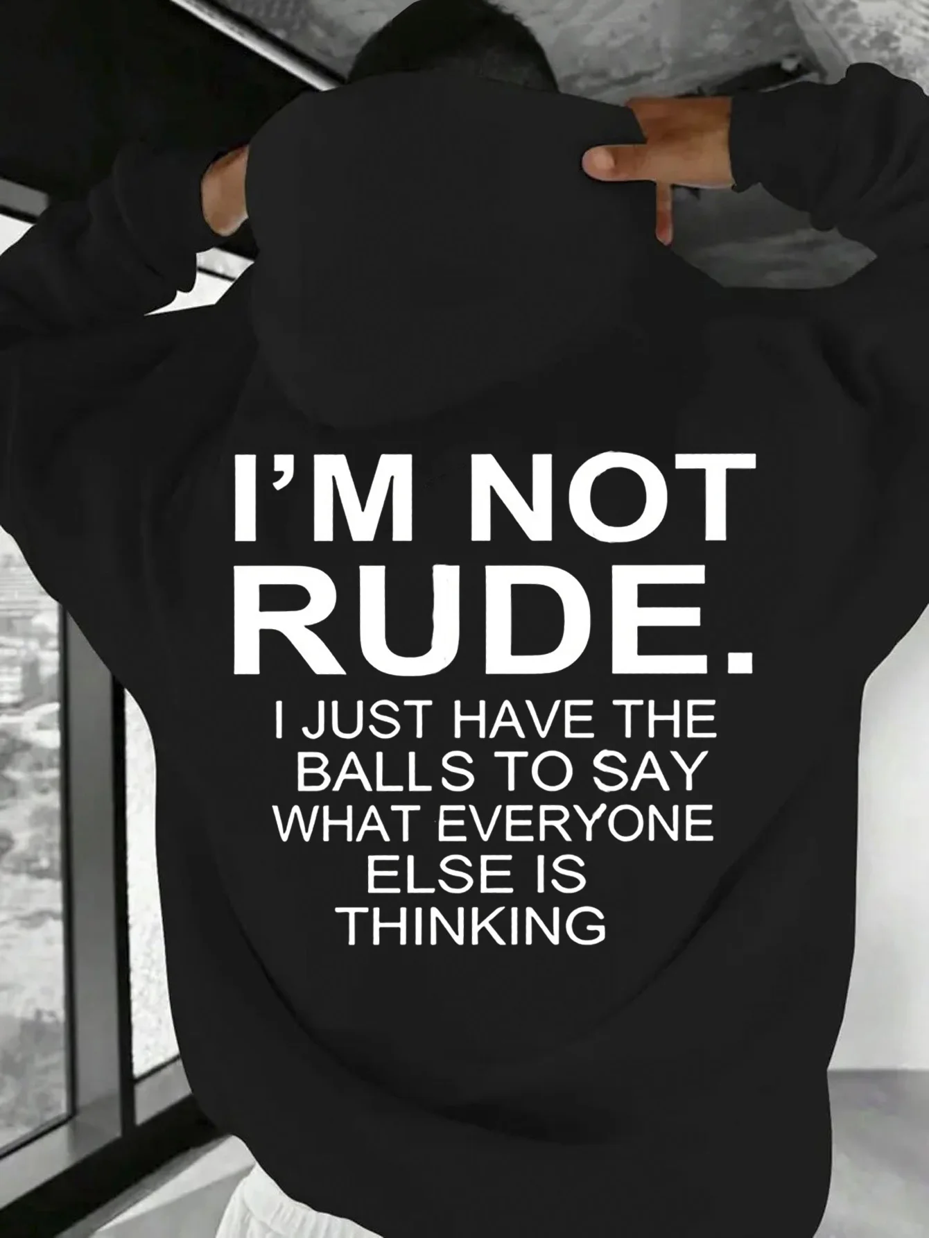 Men's Fun Mood Hoodie I'M Not a Boss, I Just Have Better Ideas Printed on It, Loose Pullover Shirt with Black Background and White Text, Casual Long-Sleeve Shirt, Comfortable Loose Fit, Oversized Hoodie, Bold Graphic Statement, Comfortable to Wear