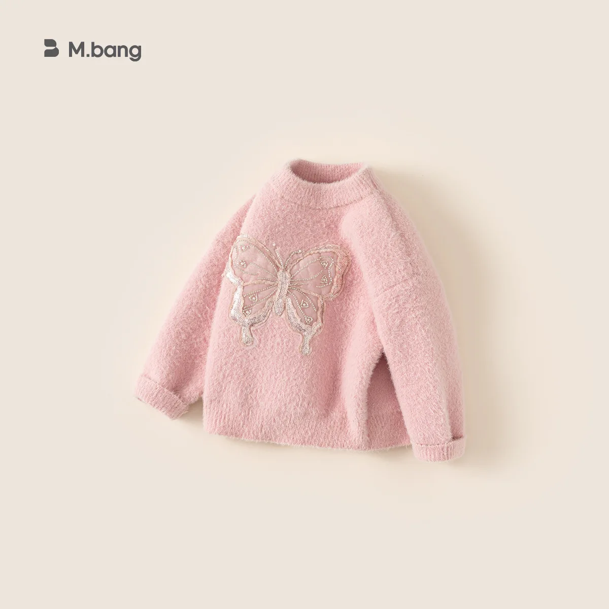 Children's Clothing, Girls' Tops Festive Atmosphere Fluffy Warm Baby, Bow Pullover Inside Children's Sweater