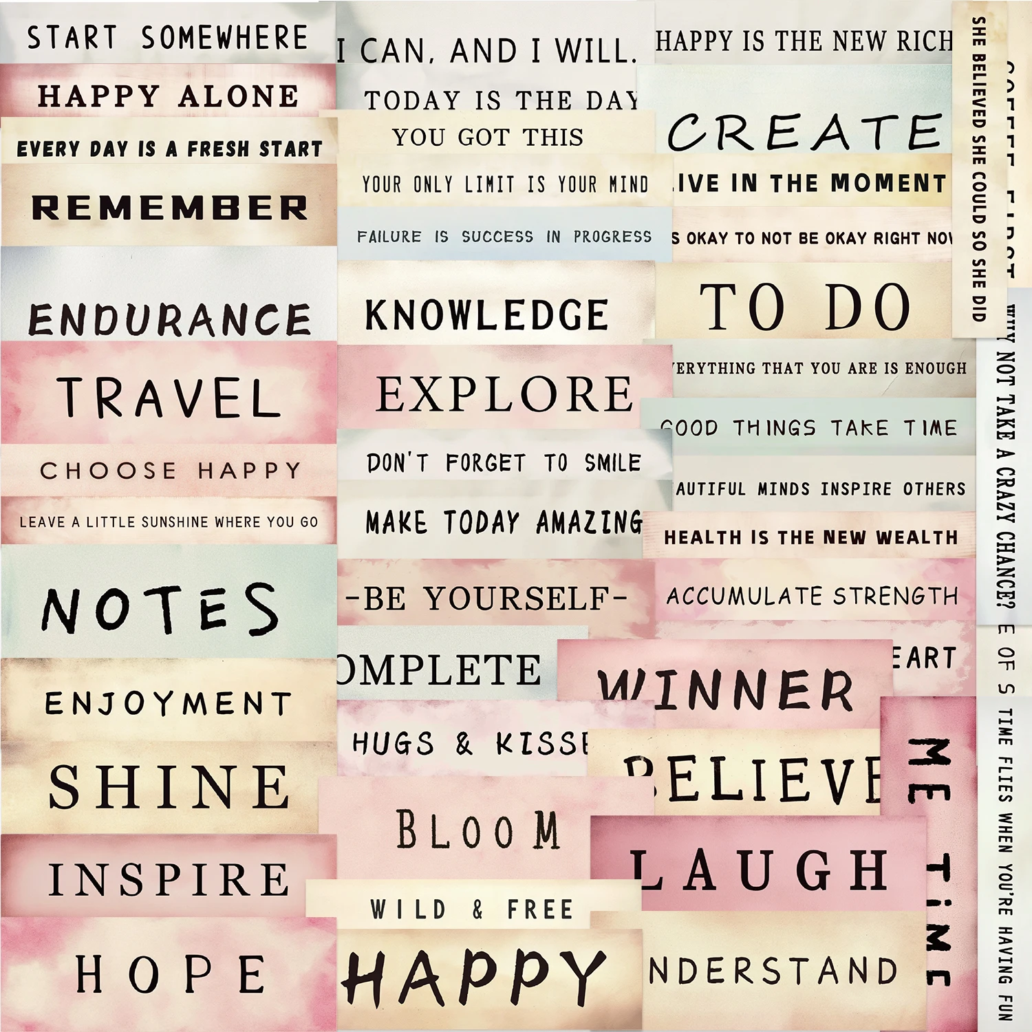 50pcs Vintage Label Vocabulary Stickers For Waterproof Stickers For Water Bottles, Skateboard, Guitar Helmet Laptop KID Gift