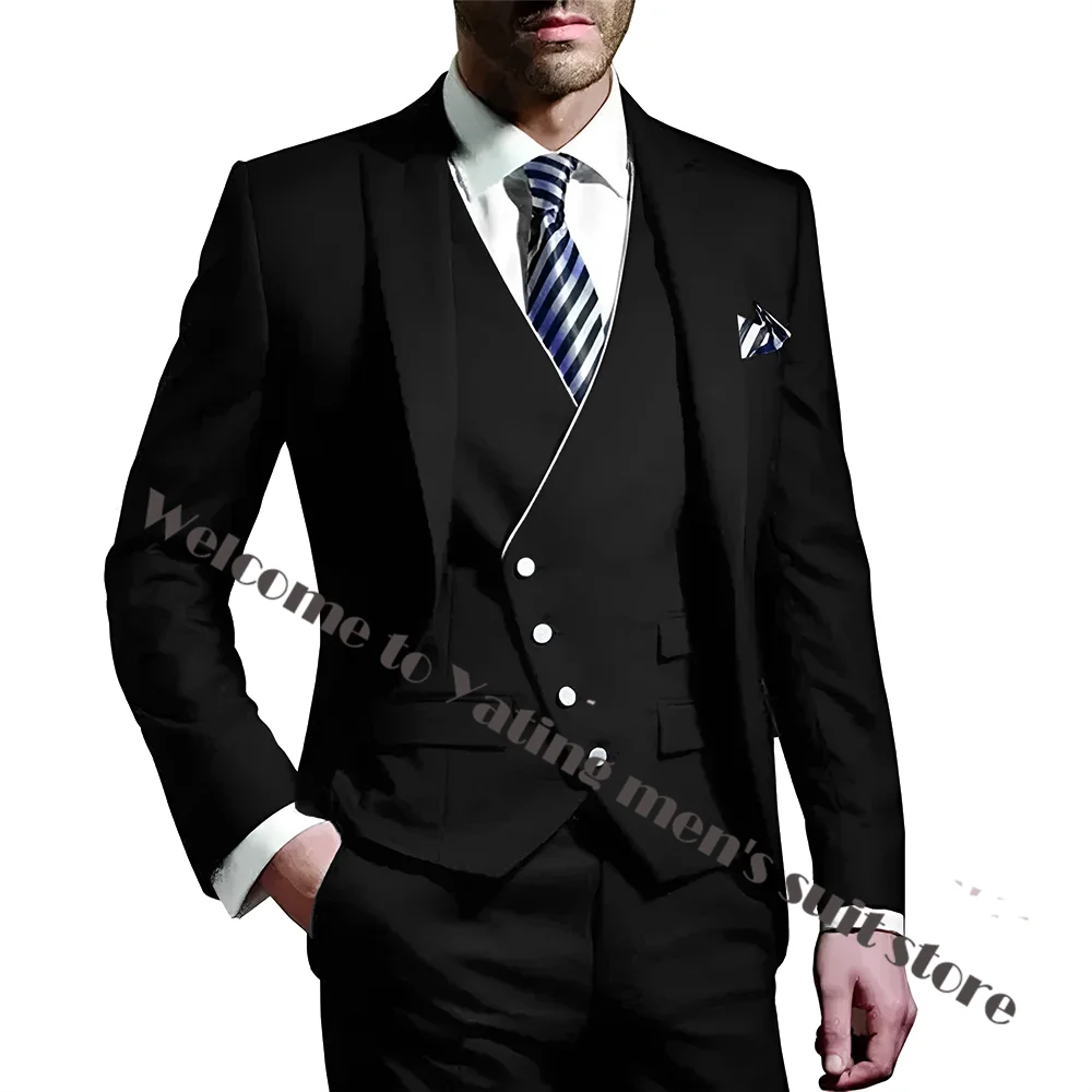 Costume Homme White Men Wedding Suits Groom Wear Peak Lapel Wedding Groom Tuxedos Business Party Suit 3 Pieces