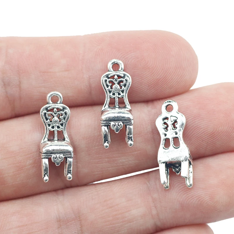 10Pieces 8*19mm Mixed Alloy Antique Silver Color Classical Chair Charms Keychain Pendant Accessory For DIY Jewelry Making