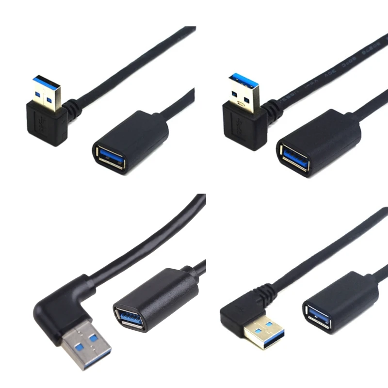 

90 Degree USB Cable Right Angle USB Fast Charging Cable Male to Female Extension Cable for Mobile Phone Laptop Tablet