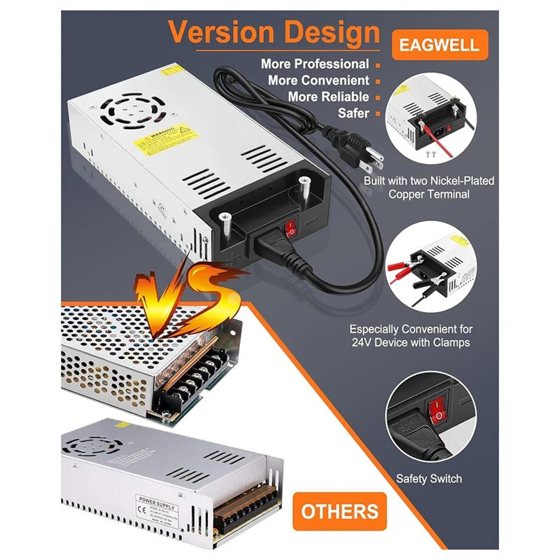 ABPP-إصدار تيار مستمر 24 فولت 15A 360 واط مصدر الطاقة ، 110 فولت التيار المتناوب إلى تيار مستمر 24 فولت محول تحويل محول الطاقة لشريط الضوء LED راديو الولايات المتحدة التوصيل