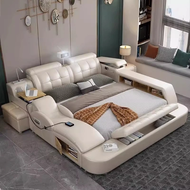 

Girls Aesthetic Unique Bed Massager Bedroom Storage Space Bed Headboard Sleeping Lounge Meubles De Chambre Home Accessories