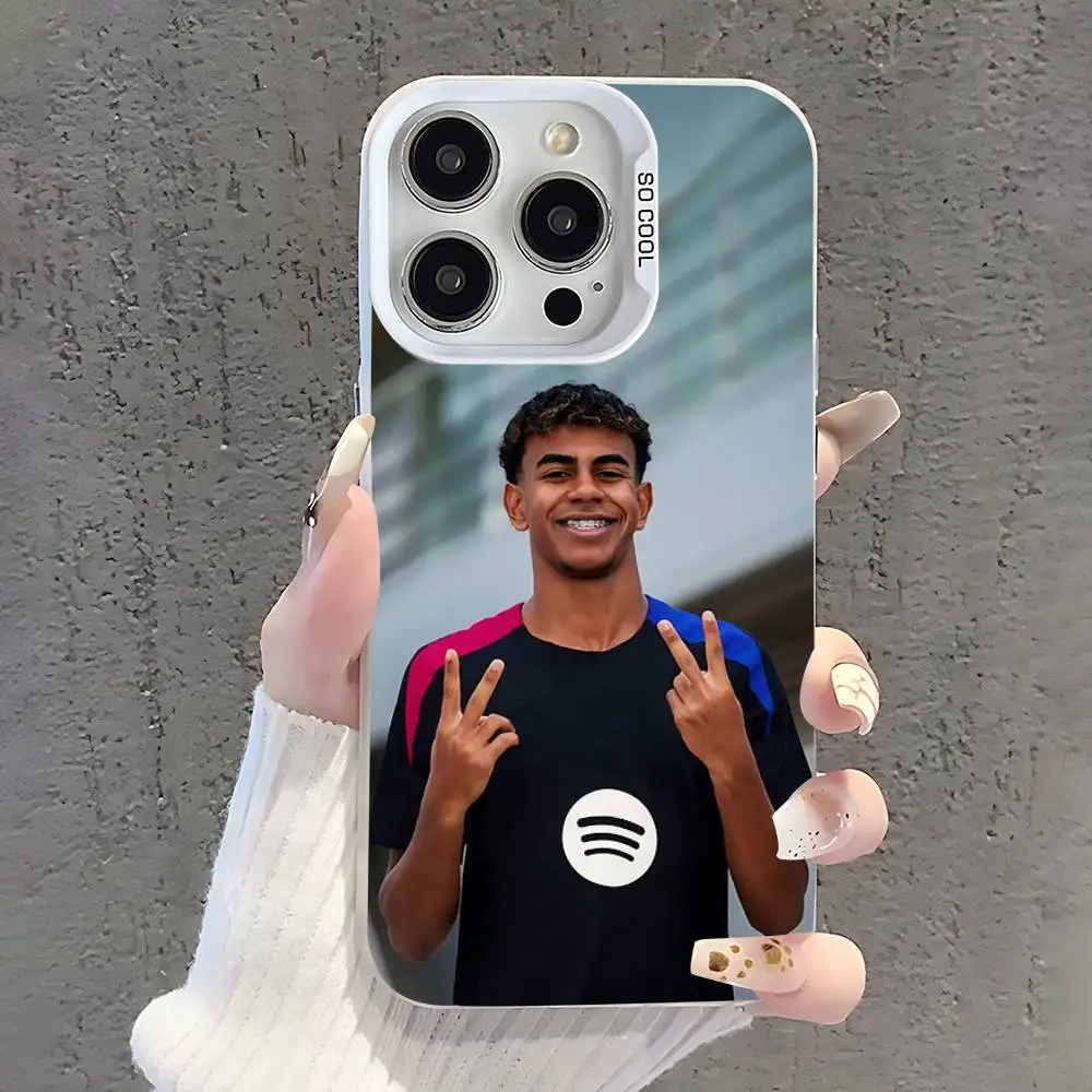 حافظة هاتف لكرة القدم 19 L-Lamines لهاتف iPhone 17,16,15,14,13,12,11,Pro,XS,Max,Plus,Mini,SE غطاء مقاوم للصدمات من الحلوى البيضاء غير اللامعة