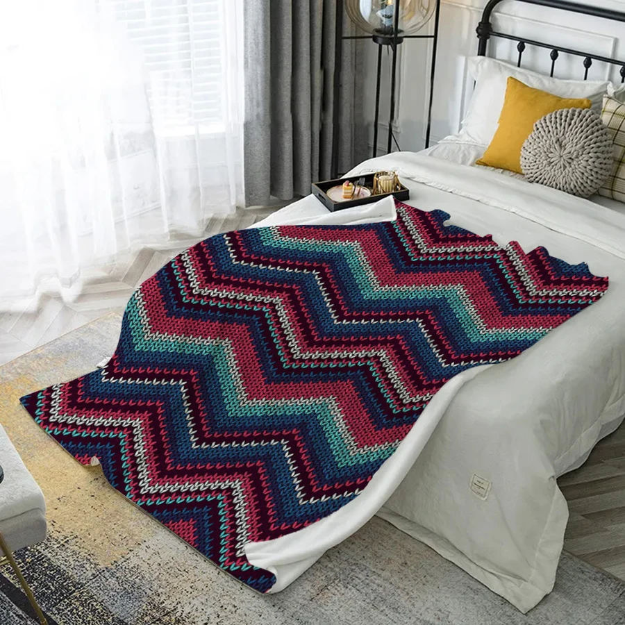

Zigzag Pattern Blanket Microfiber Flannel Cover Blanket Bedroom Living Room Sofa Soft And Comfortable Home Decoration