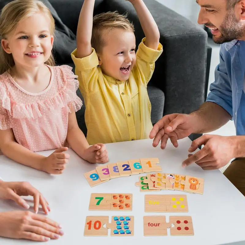 Puzzle con numeri matematici 1-10 Giochi di abbinamento numeri in legno Giocattoli educativi per il conteggio Premio Vincitore Strumento per l'apprendimento precoce Scuola a casa
