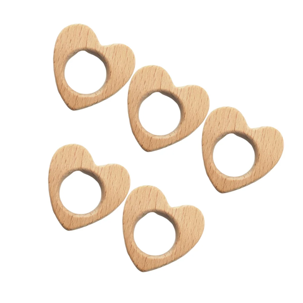 5 Pcs Grinding Teeth Toy Baby Wooden Animal Soothing Biting Chewable Bamboo Teether Pacifier Decompression