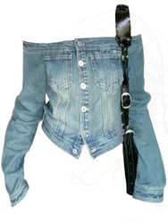 Autumn Winter Women Harajuku Korean Slash Neck Denim Jacket Jean Coat Outwear 2000s Aesthetic Y2k Streetwear Japanese Gyaru Tide