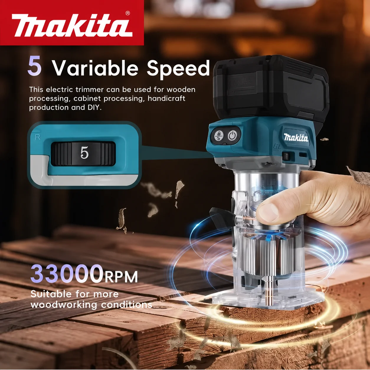 

Makita DRT50 Cordless Trimmer Rechargeable Trimming Machine Brushless Slotting Tool Milling Woodwork Engraving Machine