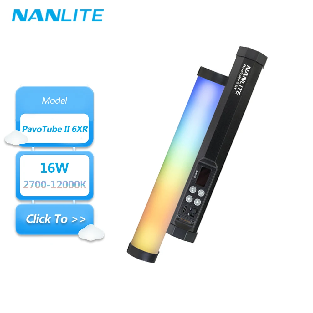 Nanlite Pavotube II 6XR 16W 2700K to 12000K Full-color RGBWW LED Tube Light with 15 Effects NANLINK APP Control CRI 96 TLCI 97