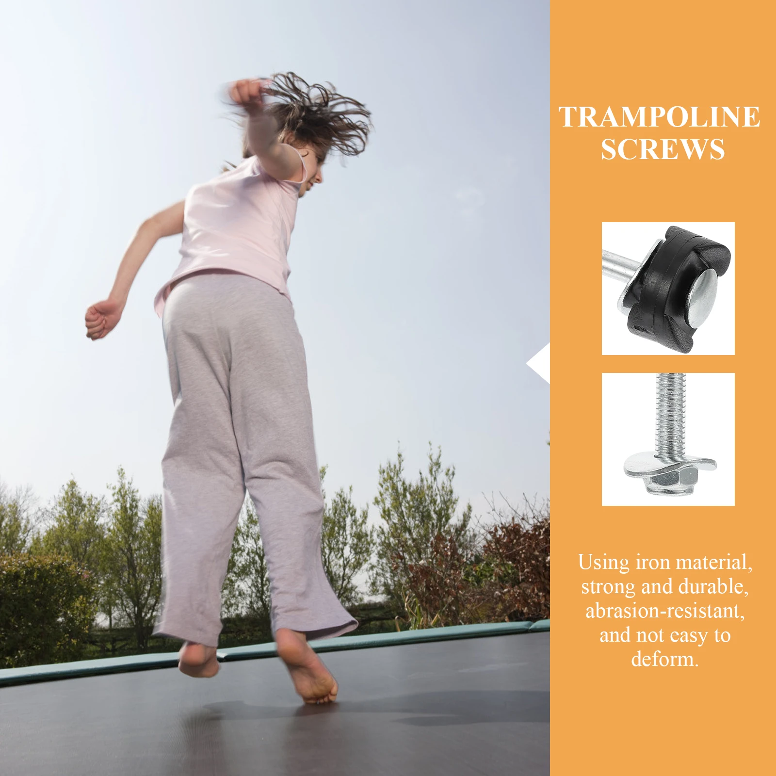 

12 Pcs Trampoline Screws Fixator Set Iron Long Steel Children Safety Durable Easy Installation Accessories Replacement Parts