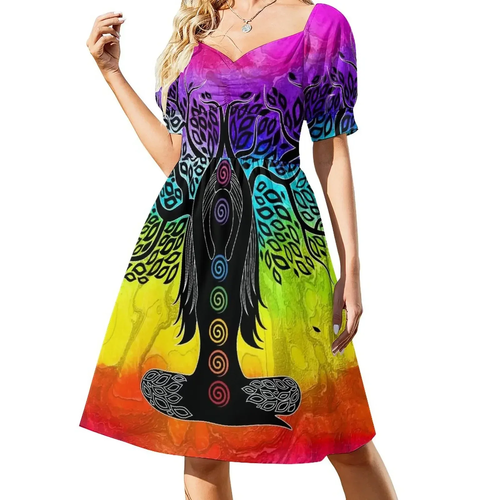 

Chakra Lady Tree - 60 Chakra BG Sleeveless Dress Long dress woman Summer women's clothing Dress